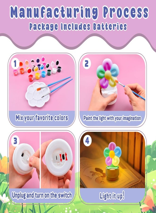 ASIOWELY Paint Your Own Lamp Kits,Arts and Crafts for Girls 8-12,DIY Arts Supplies for Kids Toys Ages 4-6-8,Flower Night Light Painting for Girl 5-10,Birthday Christmas Gifts for 3-12+ Years Old - Image 2